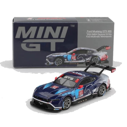 Mini GT #1012 Ford Mustang GT3 #65 Ford Multimatic Motorsports — 2024 IMSA Daytona 24 Hrs (1:64)